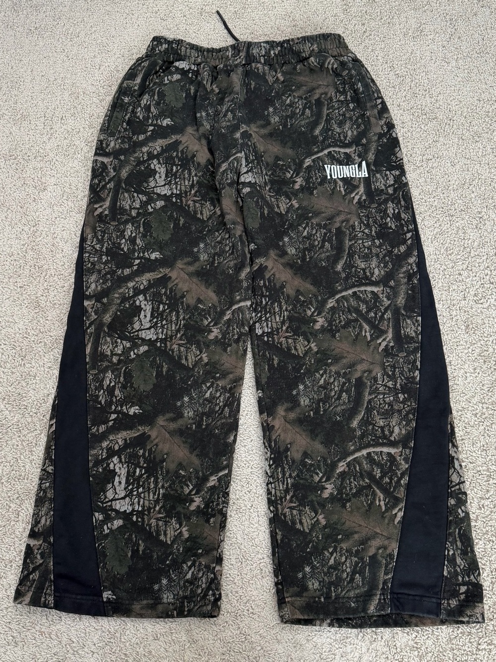 YoungLA Men's Camo Joggers in Olive Green & Black